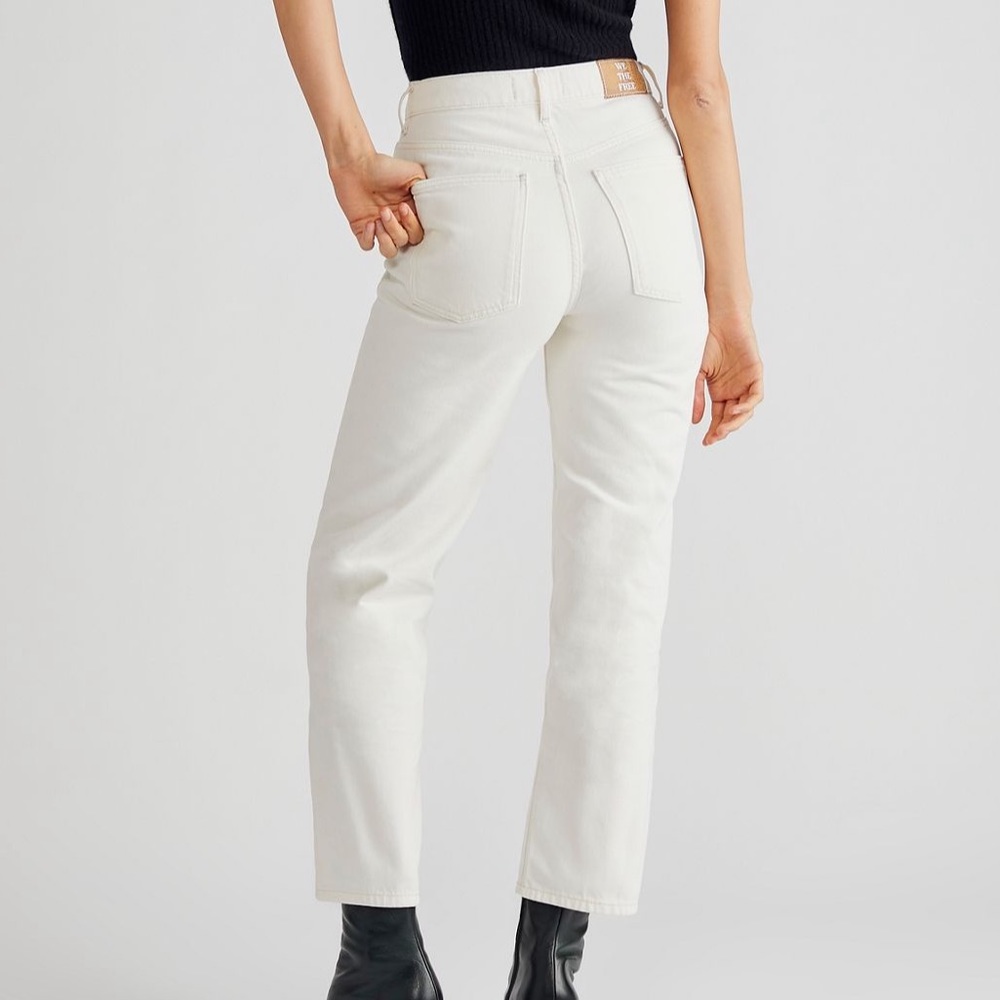 Free People Straight Leg Jeans in Off-White